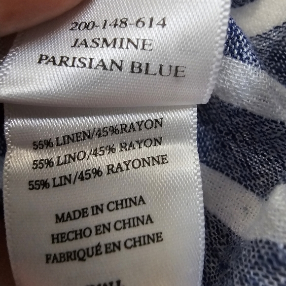 Rails Size S Jasmine Mini Dress Tie-Neck Smocked-Waist Azure Striped Lin… - Picture 16 of 16